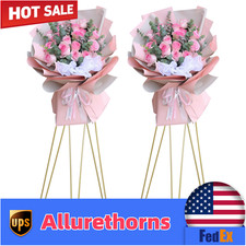 2Pcs Flower Stand Wedding Opening Ceremony Flower Holder Decor Golden Triangular