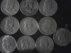 Franklin half-dollars roll of 20, 90% silver circulated, $10 face mixed dates