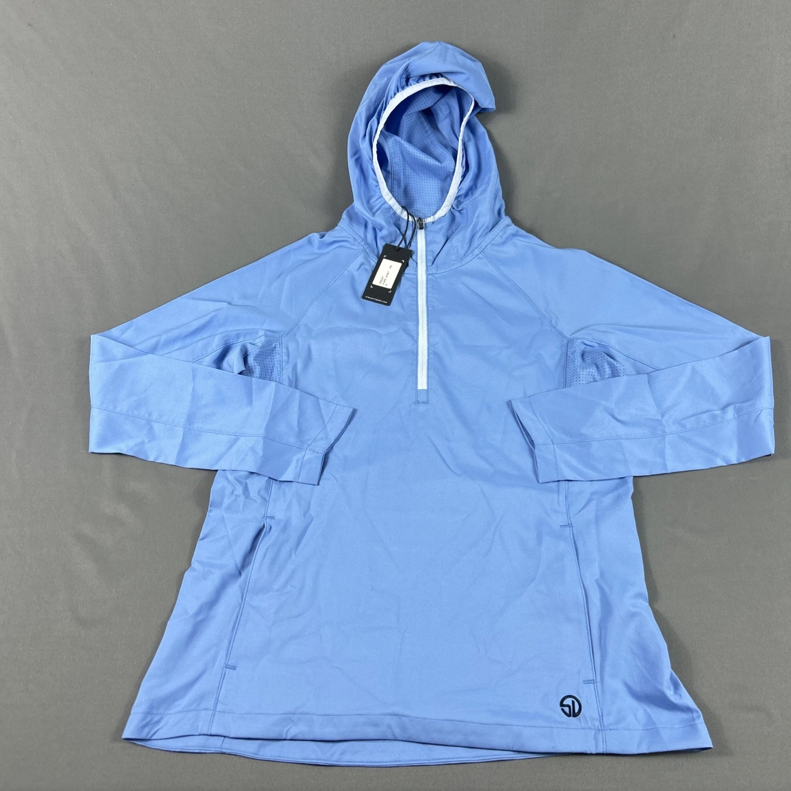 Straight Down Womens Golf Hoodie Pullover 1/4 Zip Small Blue Polyester NWT