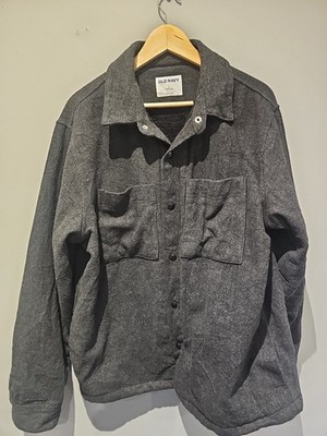 Old Navy Mantel Sherpa gefüttert Wollmischung Übermantel dunkelgrau Größe L