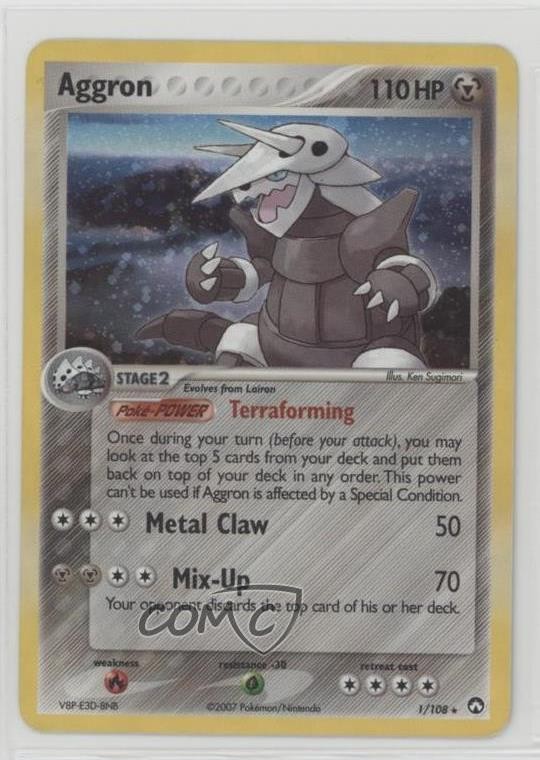 Aggron Holo Pokemon EX Power Keepers #1 2007