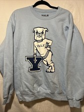 Yale University Crew Neck Long Sleeve Sweatshirt Size Large Bulldog Light Blue