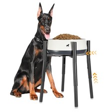 Raised Single Dog Bowl Stand Adjustable 12-16" Tall Elevated Dog Food Bowl St...