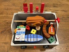 EUC Melissa  Doug Rotisserie and Grill Wooden Barbecue Play Food Set 25pc 