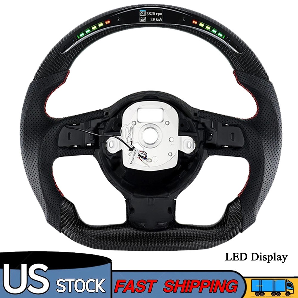 Carbon Fiber LED Steering Wheel For 07+ Audi R8 TT TTS RS3 TTRS RS6 Flat Bottom