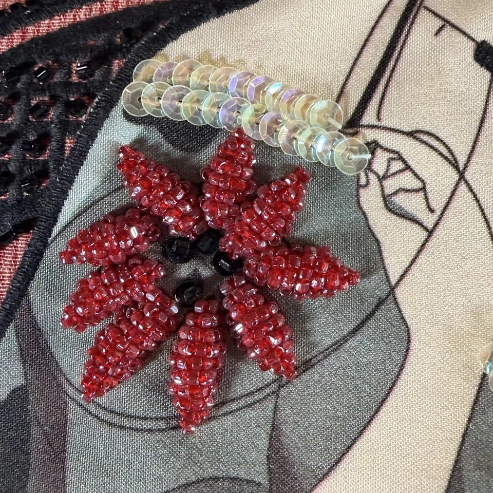 Bolso Isabelle Fiore Top Lock Luna Jardín Geisha Cuentas Lentejuelas Bordado Foto 4 de 4