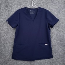 Figs Technical Collection Casma Scrub Top Womens Small Blue V Neck Short Sleeve