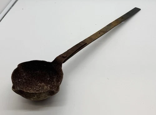 Antique Primitive Long Handled Ladle Spoon 19.5” Metal Farmhouse Cottage Kitchen