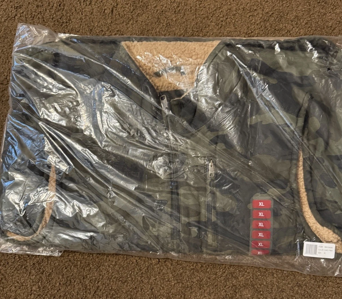 Lee Camo Sherpa Lined Vest Mens X Large Green Army Camouflage Hunting Outdoor