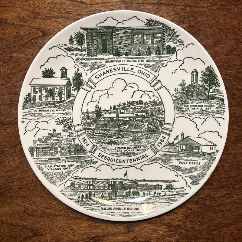 Collectible Commemorative Plate, Shanesville, Ohio 150th Anniversary 1814-1964