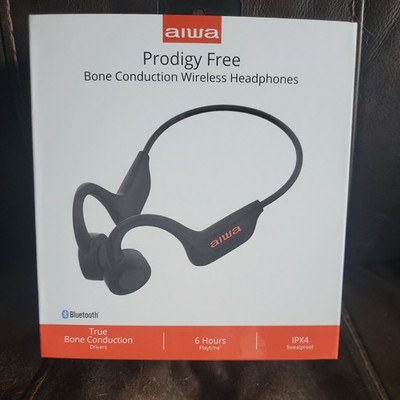 Aiwa Prodigy Bone Conduction Open Ear Waterproof Headphones-Black-NEW