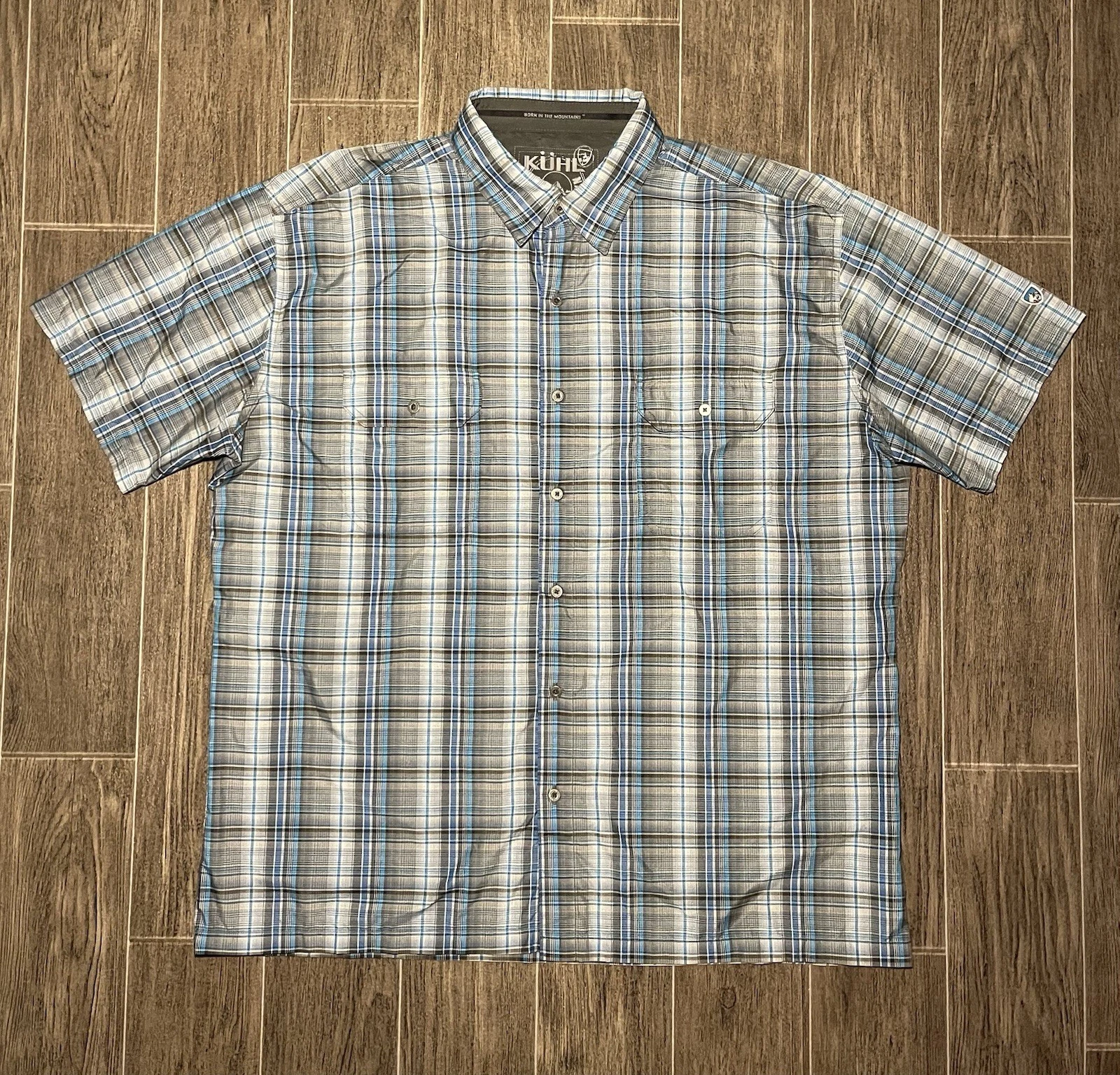 Kuhl Response Button Shirt Mens 2XL Blue Plaid Eluxur Hiking Outdoor