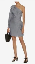 Zimmerman Silk Maples Bow One Shoulder Striped Mini Dress, Size 1