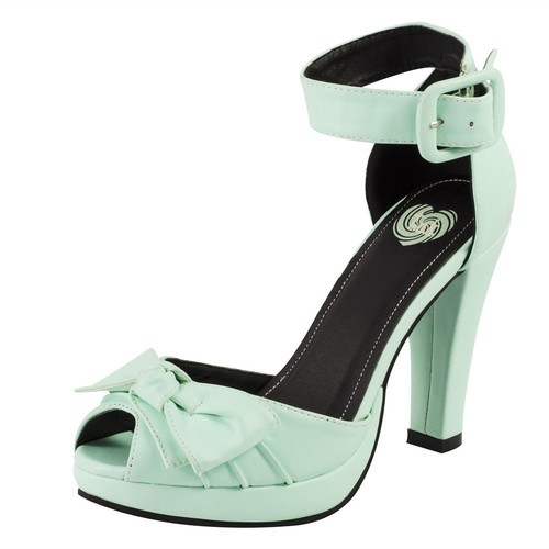 T.u.k. Starlet Arco Verde Menta Retro Pin Up De Tacón Alto Peep Toe de  correa de tobillo Zapatos | eBay