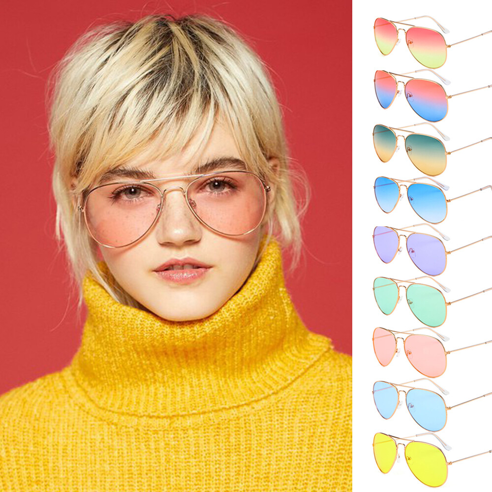 Colourful Light Tint Pilot Classic Retro Vintage Fashion Men Women Sunglasses