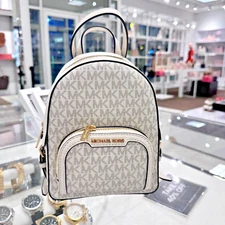 Michael Kors Jaycee XS Convertible Zip Pocket Backpack Bag Vanilla Light Cream