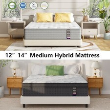 12" 14" Twin Full Queen King Size Mattress Hybrid Foam Pocket Coils Bed in a Box