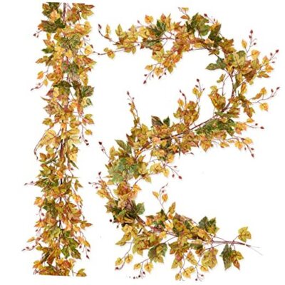 2 Pack Fall Maple Leaf Garland - 6.5ft/Piece Artificial Fall Foliage Garland 