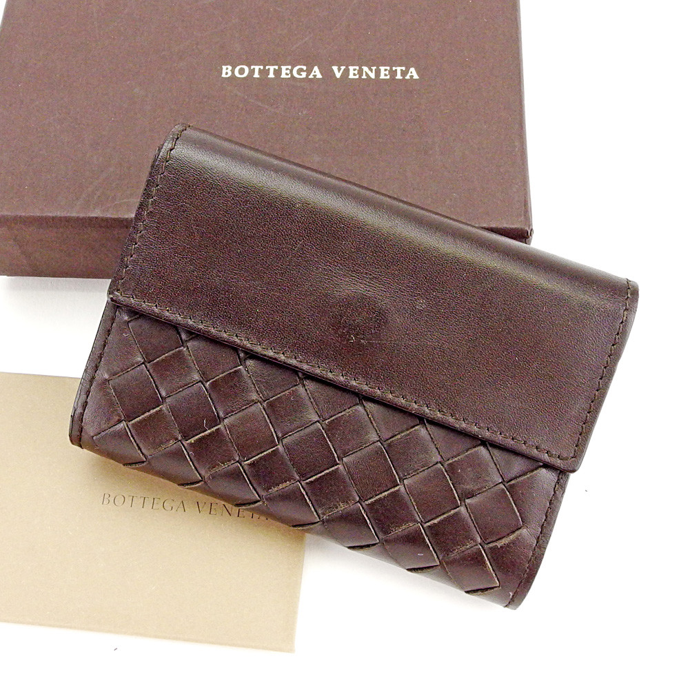 カードケース・名刺入れ BOTTEGA VENETA DARK BROWN INTRECCIATO CARD HOLDER Bottega Veneta Men's Intrecciato Bicolor Leather Zipped Card