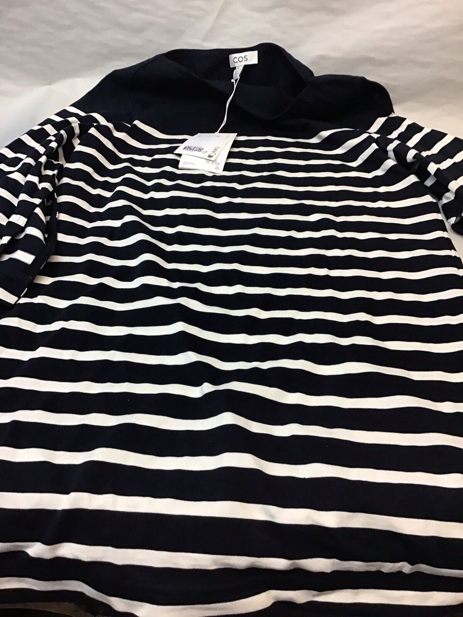 COS Navy Blue White Striped Nautical Designed Dress Size S Organic Cotton  NEW | eBay