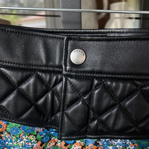 COACH leather skirt curve hem floral black quilted mini 1941 collection - Picture 9 of 10