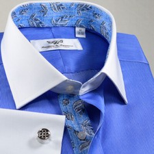 Blue Mini Stripe Formal Business With Romantic Inner Lining Professional Dress