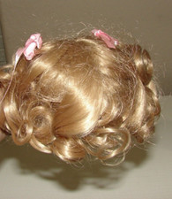 Blond Wig Doll Hair w/Pink Bows NEW