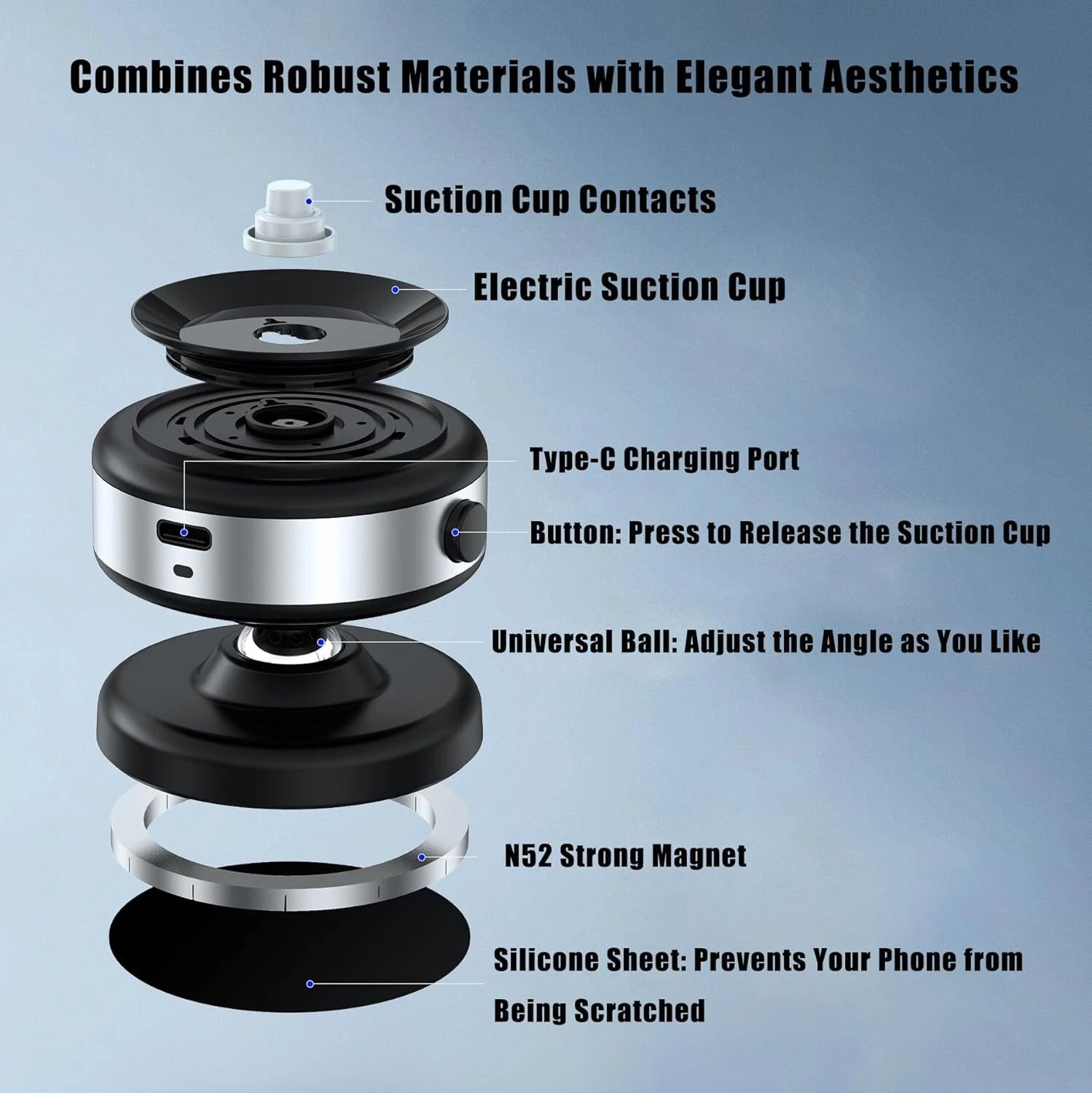 Electric Vacuum Magnetic Suction Cup Car Phone Holder Stand Mount 360° Rotation Electric Vacuum Magnetic Suction Cup Car Phone Holder Stand Mount 360° Rotation