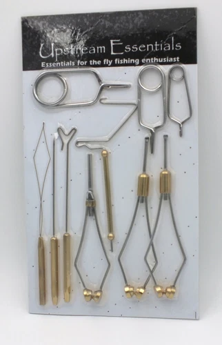 Fly Tying Starter Tool Kit with 2 Ceramic Tipped Bobbins - 10 Piece Carded KT110