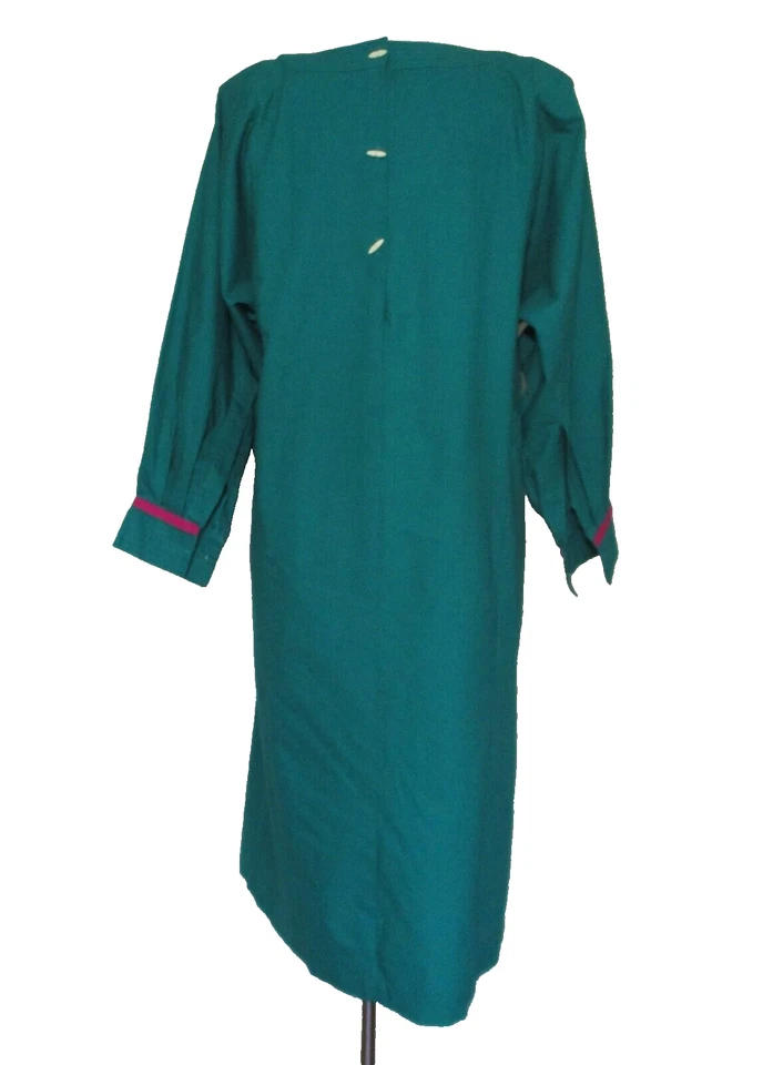 Vestido Mexicano Girasol Vintage Mediano Mujer Verde Algodón Rosa Púrpura Apliques Foto 4 de 4