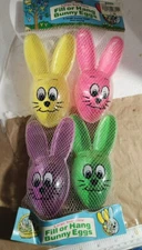 Vtg Sun Hill 4 pack See Thru  Plastic Fill Or Hang Easter Bunny Rabbit Eggs NOS