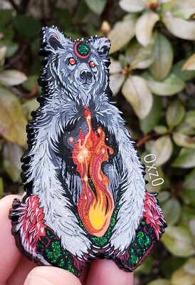 Fire In The Belly Forest Bear Dark Art Print Pin LE 125 Almost