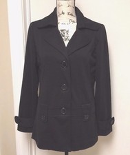 HARVE BENARD Collection Blazer Jacket Long sleeve Lined Button down Black Medium