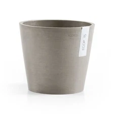 Ecopots Amsterdam Round Recycled-Based Composite Planter Flower Pot, Taupe, 8"