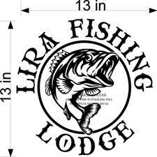 CUSTOM VINYL DECAL YOUR NAME BASS FISH FOR BOAT LODGE CABIN NEW 