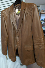 Vintage Alin Brown Leather 2 Button Ladies Jacket Size Small