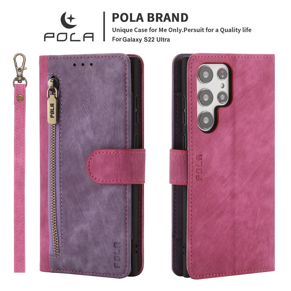 Magnetic Leather Wallet Case Strap For Samsung Galaxy S24 S23 S22 S21 S20 Cover - Image 2 of 4