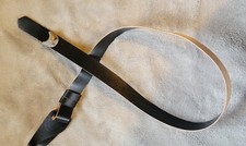 Vintage Retro 1960- 1970 Black Leather Belt Silver Metal Hippie Mod Fashion