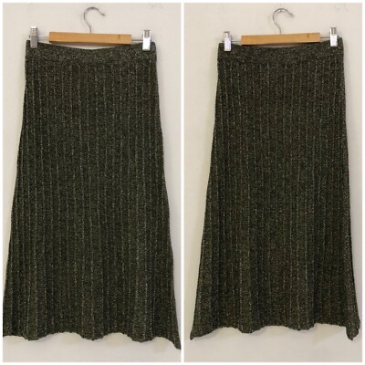 VICOLO Gonna verde argento laminata lurex plissettata Tg UNICA