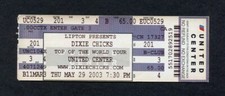 Dixie Chicks Original 2003 Concert Ticket Chicago IL Top of The World Tour