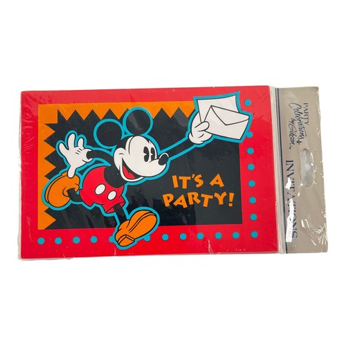 Disney Mickey Mouse “It’s A Party” Invitations w/Envelopes 8 ct New Vintage - Picture 1 of 6