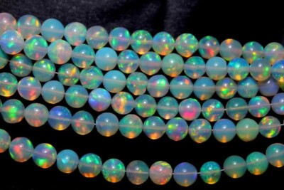 Natural Ethiopian Multi Fire Opal Round Ball 4-5mm Gemstone Beads