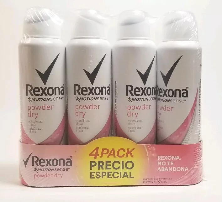 PACK DE 4 REXONA MOTIONSENSE DESODORANTE SPRAY PÓ MULHERES SECAS 150ml CADA  / 48h