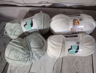 Lot of 4 Loops & Threads Impeccable Yarn White & Gray100% Acrylic 4.5 oz 285 yds