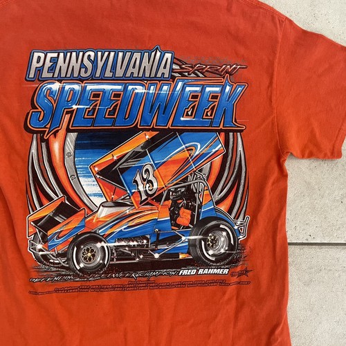 2013 PA Speedweek Sprint Car Racing Camiseta Naranja Para Hombre Mediana - Fred Rahmer 🏁 - Imagen 5 de 9