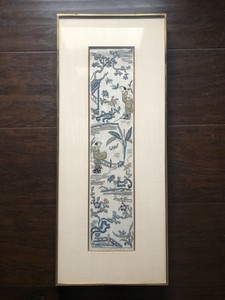 Fine Antique Chinese Silk Sleeve Cuff Peking Knot Qing Period Embroidery Art WOW