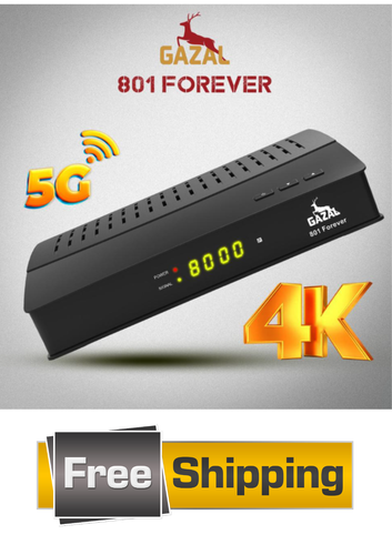 GAZAL 801 FOREVER IPTV Box | 4GB RAM | 5G WiFi | 4K | H.265 | Dual Remote رسيفر - Afbeelding 2 van 2