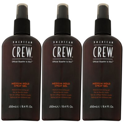 American Crew Medium Hold Spray Gel 3 x 250 ml Gel Spray mittlerer Halt Styling