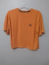 Adidas Women's T Shirt Medium Orange Crop Top Short Sleeve Cropped Casual Active