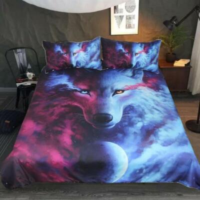 3D Planet Wolf ZHUA1123 Bed Pillowcases Quilt Duvet Cover Set Queen King Zoe